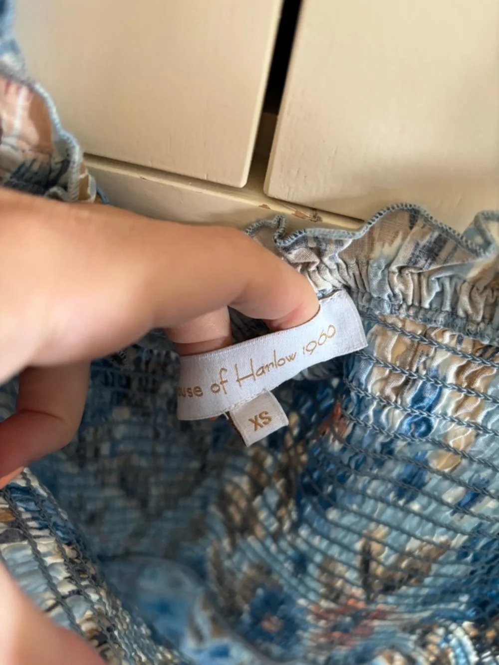 House of Harlow 1960 Blue Floral Smocked Maxi Dress - Picture 2 of 4